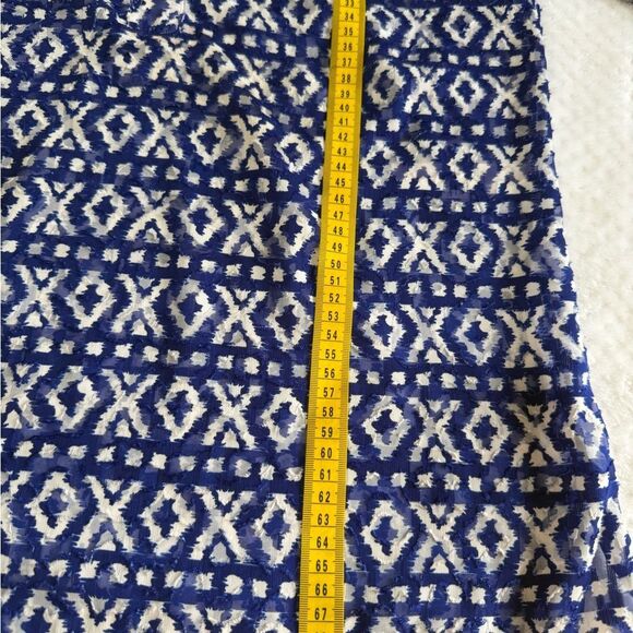 Chico's Blue and White 3/4 Sleeve Buttoned Blouse - Picture 5 of 8